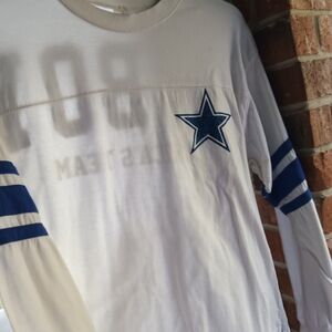 Cowboy Women's White and Blue Long Sleeve Star Tee